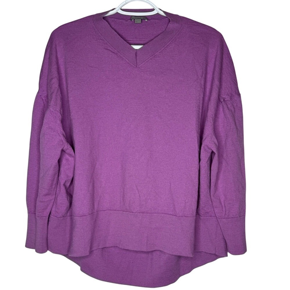 COS Womens Purple V Neck Sweater Sz M Wool Minimalist Capsule Wardrobe Office